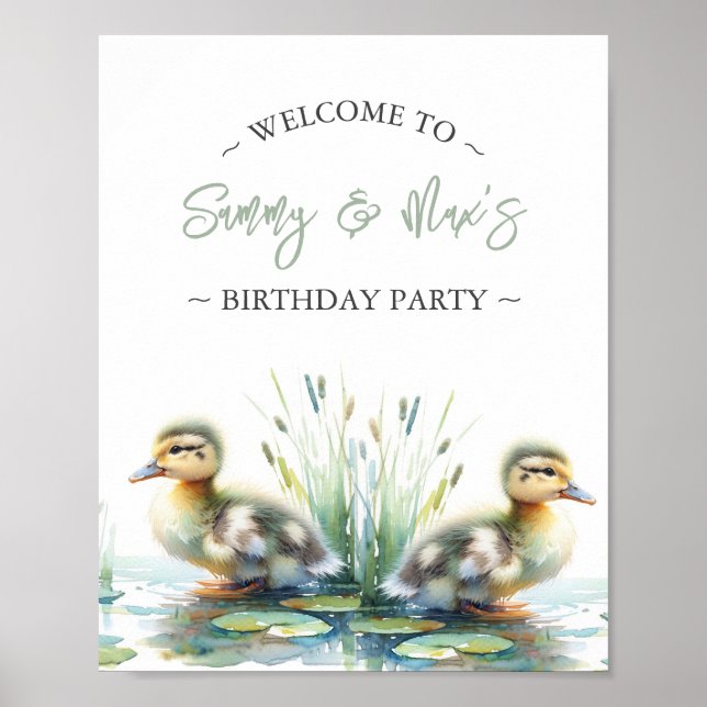 Geburtstagsparty Poster Duck Welcome Sign Twins (Vorne)