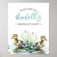Geburtstagsparty Posters Duck Welcome Sign Blue