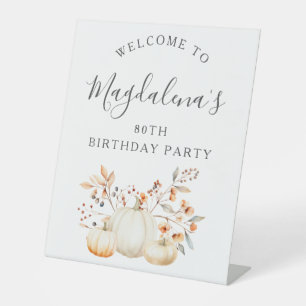 Geburtstagsparty Pumpkin Herbstlaub Willkommen Sockelschild