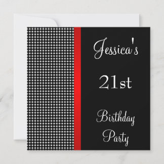 Geburtstagsparty Red Black & White Dots Muster Einladung