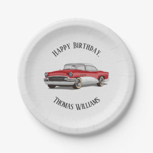 Geburtstagsparty Retro Red und White Buick Pappteller