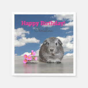 Geburtstagsparty Rosa Blume Guinea Schweinefleisch Serviette