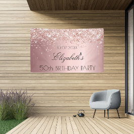 Geburtstagsparty Rosa Rosa Glitzer Staub Rosa Banner