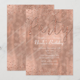Geburtstagsparty Rosa Rose Gold Glamour Einladunge Einladung
