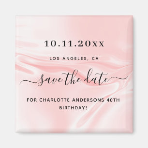 Geburtstagsparty Rosa Seidensatin Save the Date Magnet