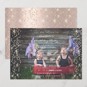 Geburtstagsparty Rose Gold Confetti Glitzer Foto Einladung