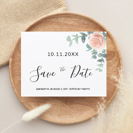 Geburtstagsparty Rose Gold floral Save the Date Postkarte