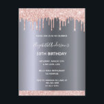 Geburtstagsparty Rose Gold Glitzer Tropfen Einladu Postkarte<br><div class="desc">Eine moderne, stilvolle und glamouröse Einladung für eine 50. Geburtstagsfeier (oder jedes Alter). Ein Imitat silberfarbener Hintergrund mit einem eleganten Imitat Rose Gold Glitzer Tropfen, Farbe Tropfen Aussehen. Der Name ist mit einem modernen weißen handgeschriebenen Schrift geschrieben. Vorlagen für Ihre Party-Details. Tipp: Wenn Sie es nicht gewollt, um wie eine...</div>