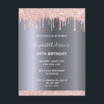 Geburtstagsparty Rose Gold Glitzer Tropfen Einladu Postkarte<br><div class="desc">Eine moderne, stilvolle und glamouröse Einladung für eine 50. Geburtstagsfeier (oder jedes Alter). Ein Imitat silberfarbener Hintergrund mit einem eleganten Imitat Rose Gold Glitzer Tropfen, Farbe Tropfen Aussehen. Der Name ist mit einem modernen weißen handgeschriebenen Schrift geschrieben. Vorlagen für Ihre Party-Details. Tipp: Wenn Sie es nicht gewollt, um wie eine...</div>