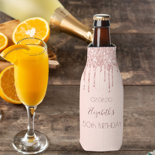 Geburtstagsparty Rose Gold Glitzer Tropfen Glam Gi Flaschenkühler