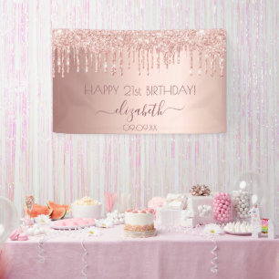 Geburtstagsparty Rose Gold rosa Tropfen Banner