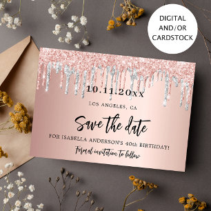Geburtstagsparty Rose Gold Save the Date Silberkar