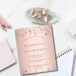 Geburtstagsparty Rose goldene Sterne Einladung Flyer<br><div class="desc">Bitte beachten Sie, dass diese Einladung auf Flyer Papier und sehr dünn ist. Umschläge sind nicht enthalten. Für dickere Einladungen (gleiche Gestaltung) besuchen Sie bitte unseren Shop. Eine moderne, stilvolle und glamouröse Einladung für die 50. (oder jedes Alter) Geburtstagsfeier einer Frau. Eine Rose Gold, Farbverlauf mit Rose goldfarbenen Sternen. Der...</div>