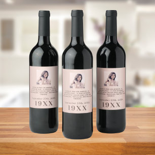 Geburtstagsparty Rose Goldjahr geborenes Foto Bio Weinetikett