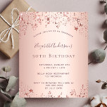 Geburtstagsparty Rose Goldstars Einladung<br><div class="desc">Eine moderne,  stilvolle und glamouröse Einladung für die 50. (oder jedes Alter) Geburtstagsfeier einer Frau. Ein Imitat Rose gold metallische Hintergrund mit einem eleganten Imitat Rose goldfarbene Sterne. Der Name ist mit einer modernen dunklen Rose goldfarbenen Handschrift geschrieben,  die als Stilschrift dient. Vorlagen für Ihre Party-Details.</div>