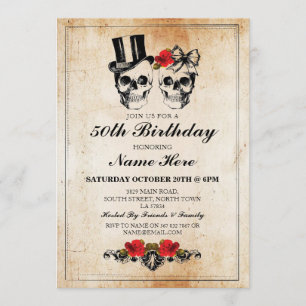 Geburtstagsparty Rose Skulls laden Halloween ein Einladung