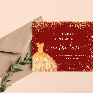 Geburtstagsparty Rotholz Kleid Budget Save the Dat Flyer
