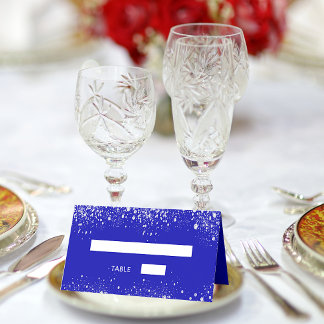 Geburtstagsparty Royal Blue Silber Glitzer Glitzer Platzkarte