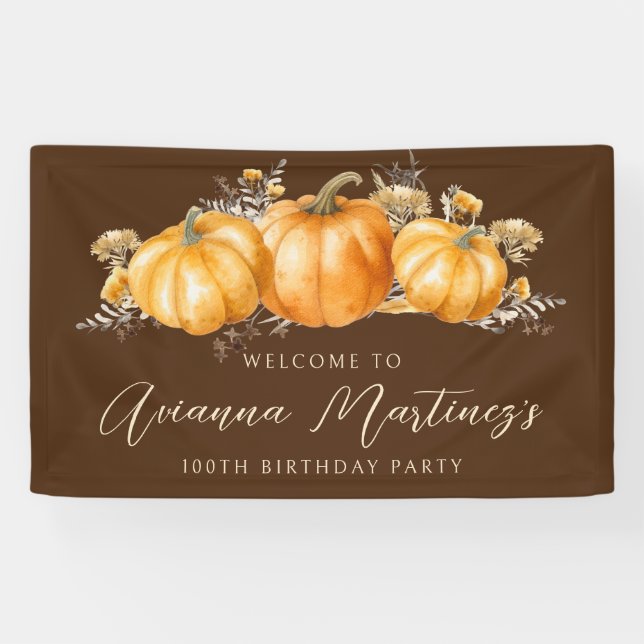 Geburtstagsparty Rustic Boho Fall Pumpkin Banner (Horizontal)
