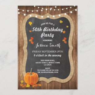 Geburtstagsparty Rustic Wood Pumpkin Chalk Einladu Einladung