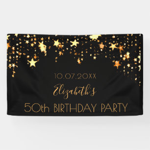 Geburtstagsparty schwarze goldene Sterne Banner