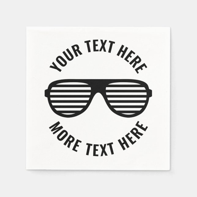 Geburtstagsparty-Servietten mit Retro-Sonnenbrille Serviette (Vorderseite)
