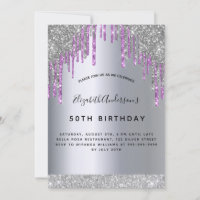 Geburtstagsparty Silber lila Glitzer funkeln