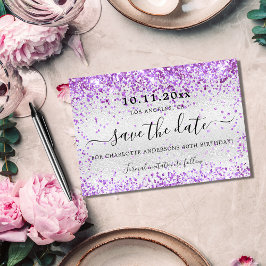 Geburtstagsparty Silber violett lila Glitzer Save The Date