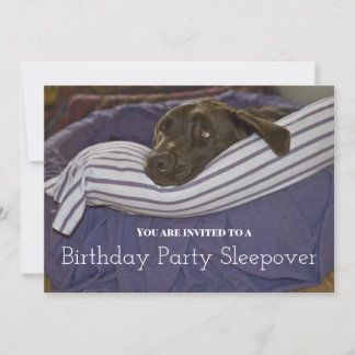 Geburtstagsparty Sleepy Dog Sleepover Einladung