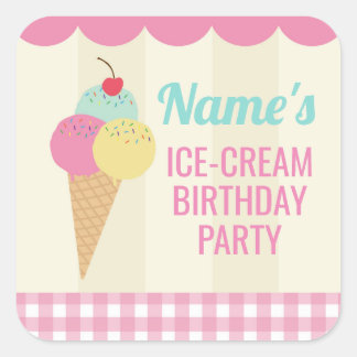 Geburtstagsparty Stickers Ice-Cream Pink Lolly