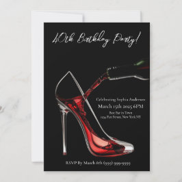 Geburtstagsparty-Stiletto mit Wein Einladung