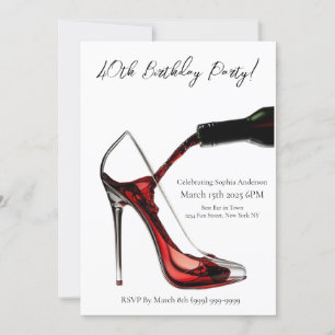 Geburtstagsparty-Stiletto mit Wein Einladung