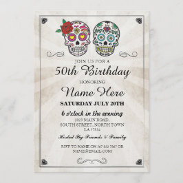 Geburtstagsparty Sugar Skulls Einladung Halloween