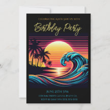 Geburtstagsparty-Sunset Retro Surf Wave