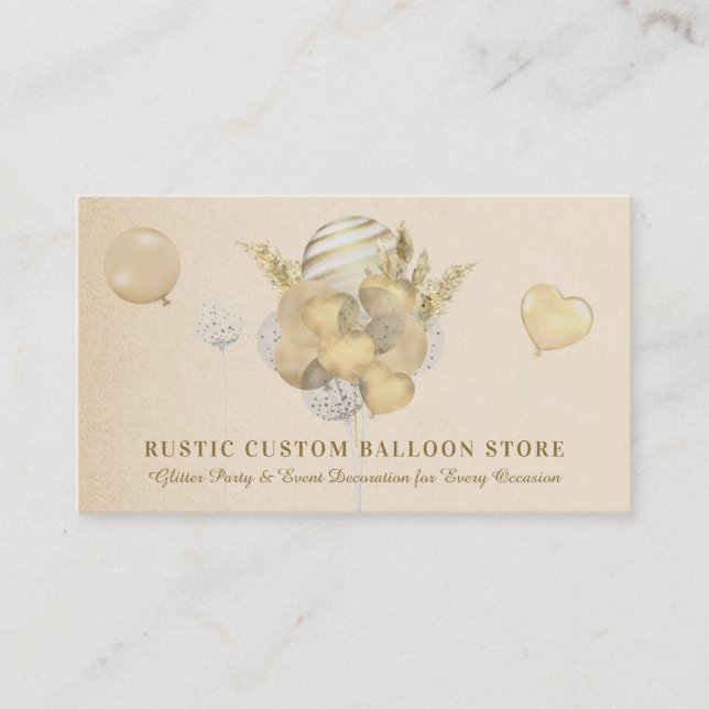 Geburtstagsparty Supplies Balloon Gold Beige Visitenkarte (Vorderseite)