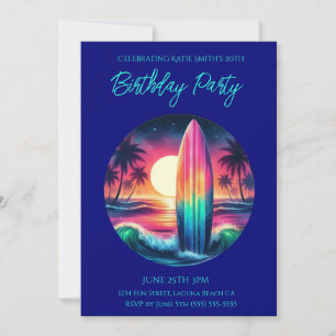 Geburtstagsparty-Surfboard-Escape Einladung