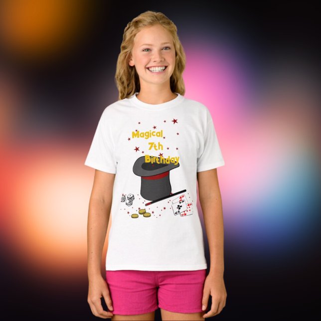 Geburtstagsparty T-Shirt (Magical 7th Birthday Theme Party T-Shirt, Magic Show Honor Guest T-shirt)
