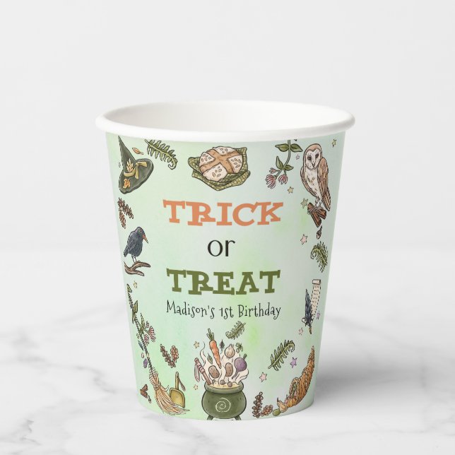 Geburtstagsparty Trick oder Treat Halloween Pappbecher (Vorderseite)