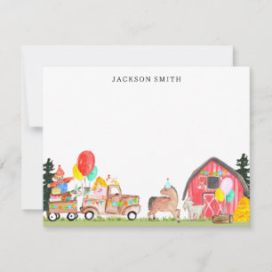 Geburtstagsparty Truck Barnyard Landtiere Kinder Mitteilungskarte