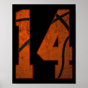 Geburtstagsparty Vierzehn 14 Jahre alt Basketbal Poster