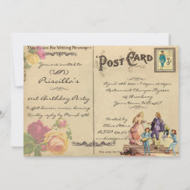 Geburtstagsparty, Vintag, altes Postkartenstil, Dr Einladung