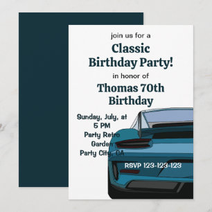 Geburtstagsparty Vintag Classic Car Einladung