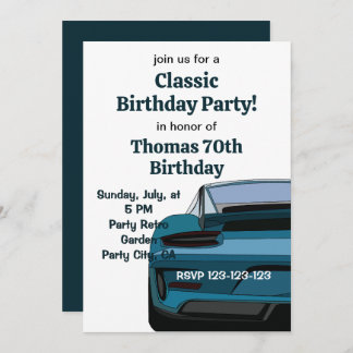 Geburtstagsparty Vintag Classic Car Einladung