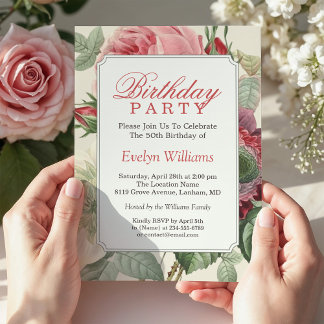 Geburtstagsparty Vintager botanischer Flora Einladung