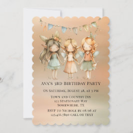 Geburtstagsparty Vintager Fairies und Friends Girl Einladung