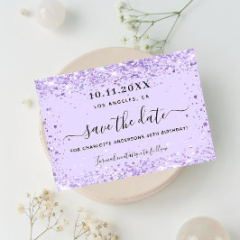 Geburtstagsparty Violett Glitzer Save The Date