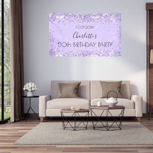 Geburtstagsparty Violett Lavendel Glitzer Name Banner