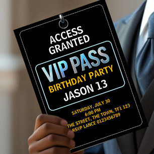 Geburtstagsparty, VIP Pass, Level 13, Boys Einladung