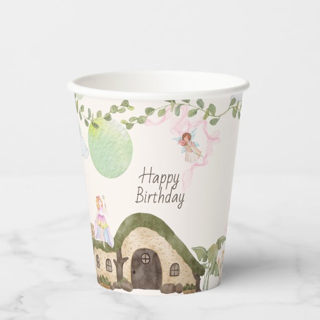 Geburtstagsparty von Fairy House Pappbecher (Vorderseite)