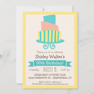 Geburtstagsparty von Gelb, Rosa und Türkis Einladung